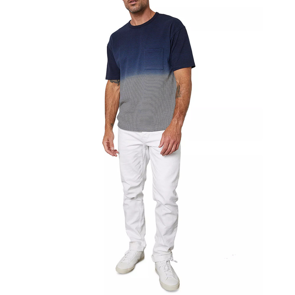 Velvet by Graham & Spencer Jameson02 Cotton Dip Dyed Stripe Tee Navy Size M 2926